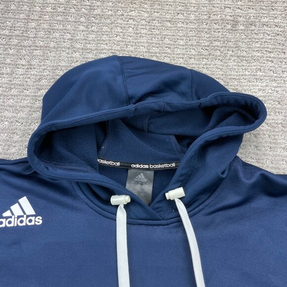 Adidas Basketball Sleeveless Hoodie Men 2XL Yellow Navy Blue Hooded Baller Hoops - Picture 4 of 8